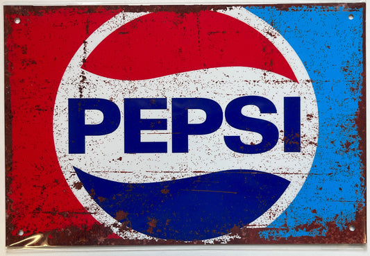 Metal Vintage Style Wall Sign - Pepsi Cola Advertising Sign, Rusty look, 10.5 x 7 inch [PEP1]