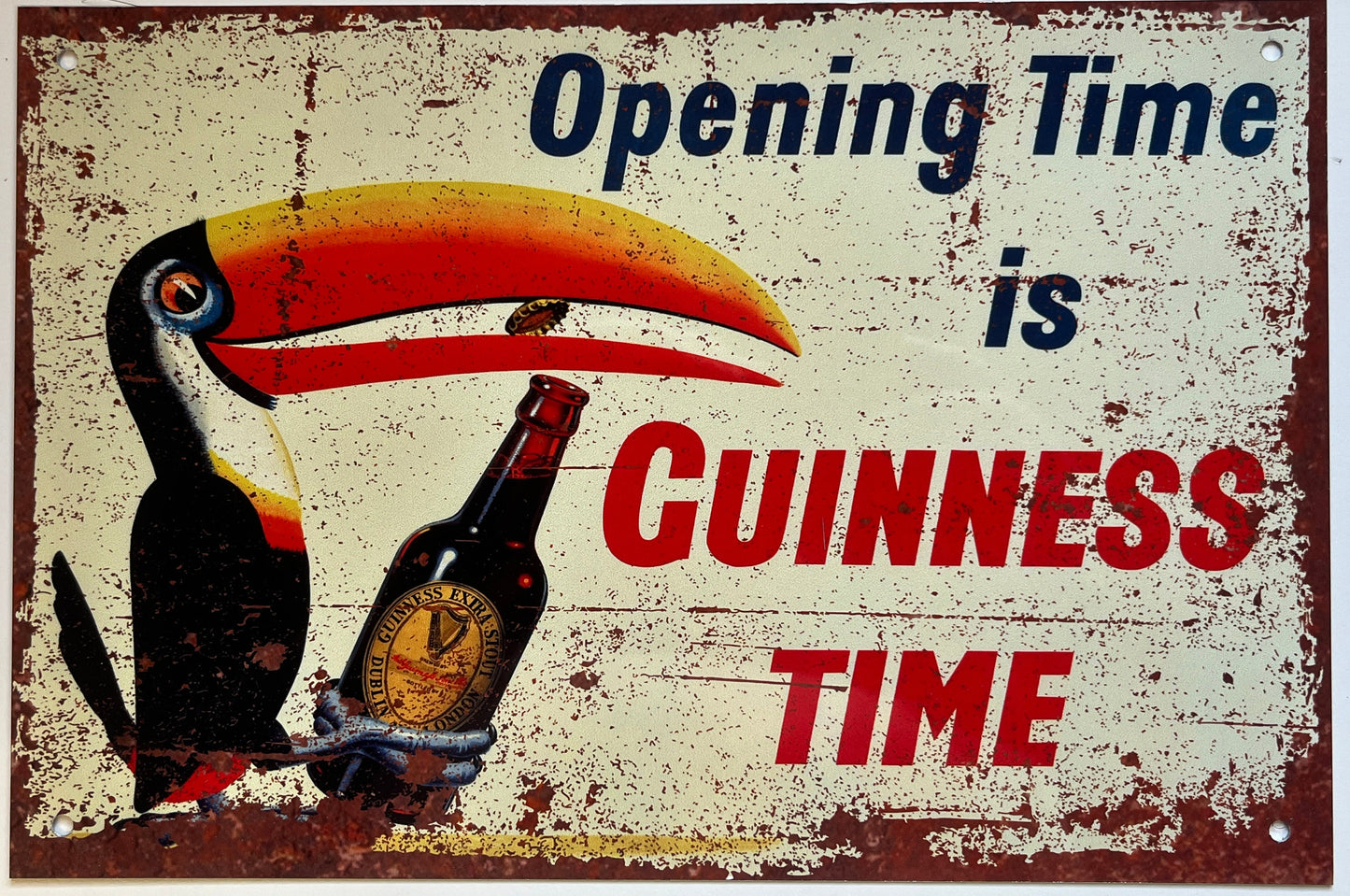 Metal Vintage Style Wall Sign - Guinness Time, Toucan Advertising Sign, Rusty look, 10.5 x 7 inch [GUIN5]